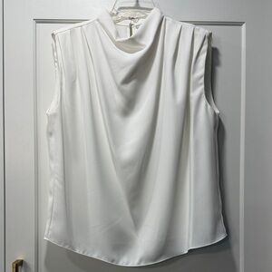 Amanda Uprichard White Cowl Neck Blouse